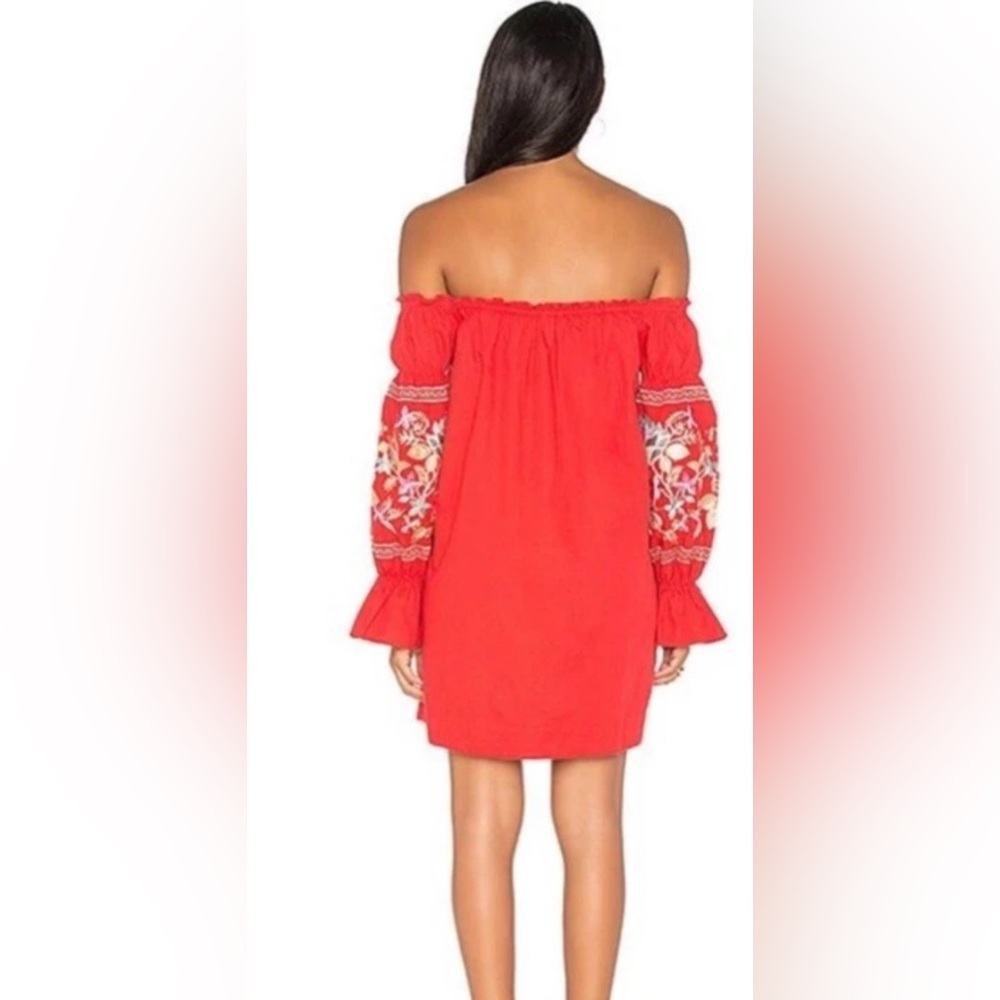 Free People Red Embroidered Women's Top - Picture 4 of 6